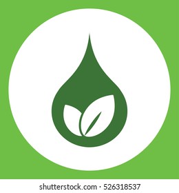 drop of water eco bio leaves green icon in circle