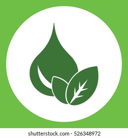 drop of water eco bio leaves icon in circle