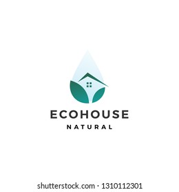 drop water eco house logo vector icon