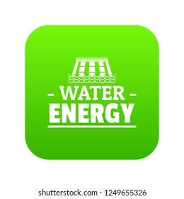 Drop water energy icon green vector isolated on white background