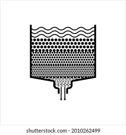 Drop Water Filter Icon, Sand Filter Water Treatment Process Of Water Purification Vector Art Illustration