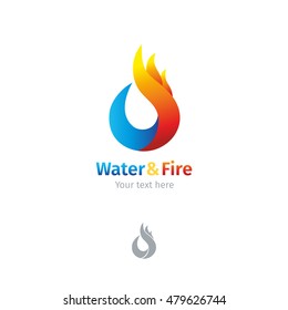 A drop of water and fire flame vector logo. Vector object isolated on white background.