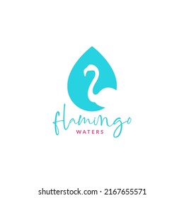 drop water with flamingo logo design vector graphic symbol icon illustration creative idea