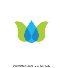 drop water fresh leaf vegetable colorful logo vector 