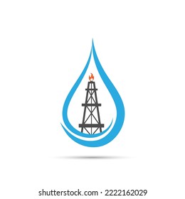 A drop of water and a gas or oil production tower. Design in a flat style