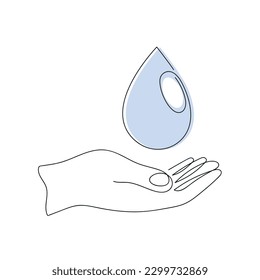 Gota de agua en mano dibujada en una línea continua. Dibujo de una línea, minimalismo. Ilustración vectorial.