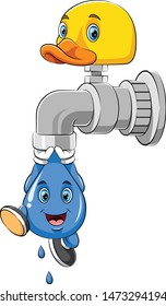 A drop of water hanging from a faucet