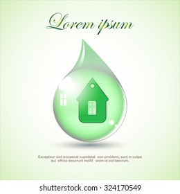 Drop of water and home - Vector icon isolated
