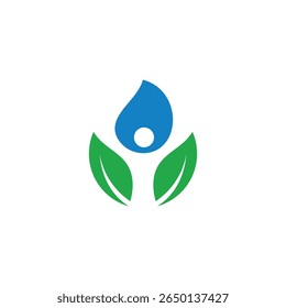 drop water human and leaves logo design graphic vector template