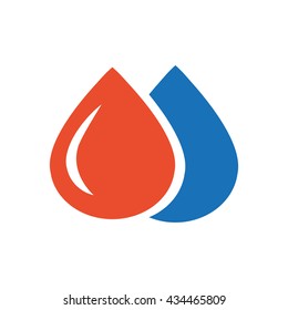 drop of water icon design blue and orange 