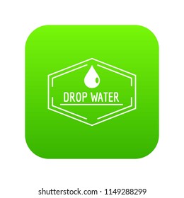 Drop water icon green vector isolated on white background