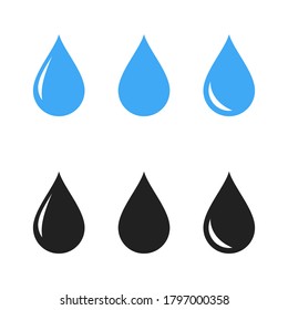 Drop water icon set vector illustration in flat style on the white background