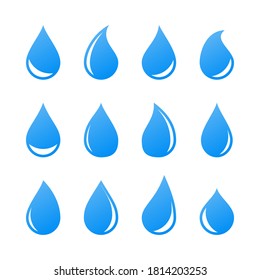 Drop water icon simple blue vector illustration in flat style isolated