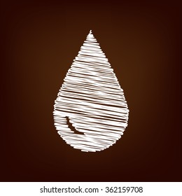 Drop of water icon. Vector illustration with chalk effect