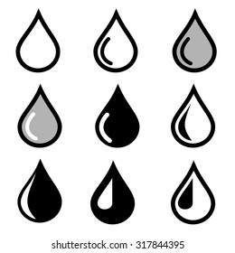 Drop water icons set