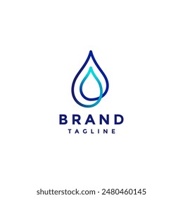 Drop Water Inside Water Line Logo Design. Simple Lines of Water in Water Logo Design.