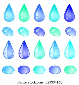 A drop of water. Isolated objects on white background.