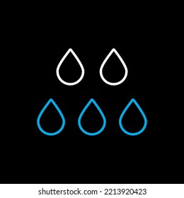 Drop water isolated vector icon on black background. Meteorology sign. Graph symbol for travel, tourism and weather web site and apps design, logo, app, UI