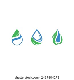Drop water leaf logo design vector