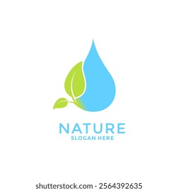 Drop Water and Leaf Logo vector. Natural logo vector template. Ecology logo vector