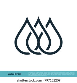 Drop Water Line Art Icon Vector Logo Template Illustration Design. Vector EPS 10.