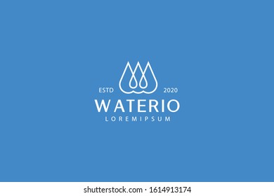 Drop water line icon. Three drops of water outline logo vector. emblem design