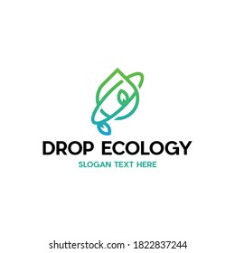 Drop Water Line Leaf Nature Business Ecology Modern Logo