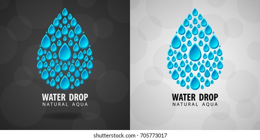 Drop water logo, A big drop of many small vector illustration
