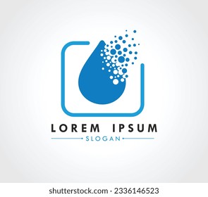 Drop water logo design dispersing concept. Vector Illustrator