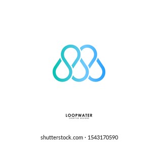 Drop Water Logo - Water Loop Vector.  Linear Gradient Logo Illustration - Letter M logo