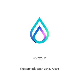 Drop Water Logo - Water Loop Vector.  Linear Gradient Logo Illustration