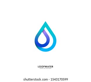 Drop Water Logo - Water Loop Vector.  Linear Gradient Logo Illustration