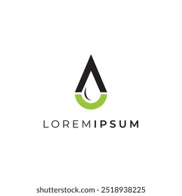 Drop water logo template. Initial A, and drop water crop vector, oil drop negative space illustration.
