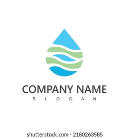 Drop Water Logo Template, Wave And Clean Water Illustration