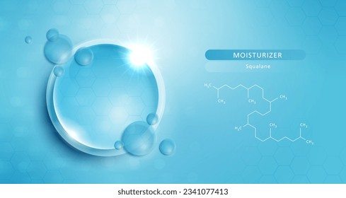 Drop water moisturizer and structure. vitamin solution complex with chemical formula from nature. beauty treatment nutrition skin care design. medical and scientific concepts for cosmetic. vector.