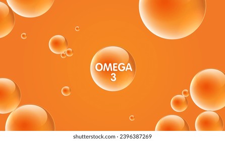 Dejar caer agua omega3 orang y estructura. complejo de solución vitamínica con fórmula química de la naturaleza. tratamiento de belleza nutrición diseño de cuidado de la piel. conceptos médicos y científicos para cosméticos. 