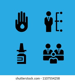 drop of water on hand, group, manager and nasal spray icons vector in sample icon set for web and graphic design