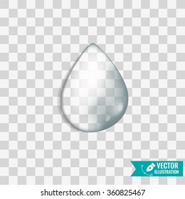 Drop of water on transparent background. Vector illustration