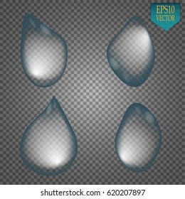 Drop of water on transparent background. Vector illustration