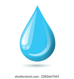 Drop of water on a white background. Rain drop. 3d illustration, vector