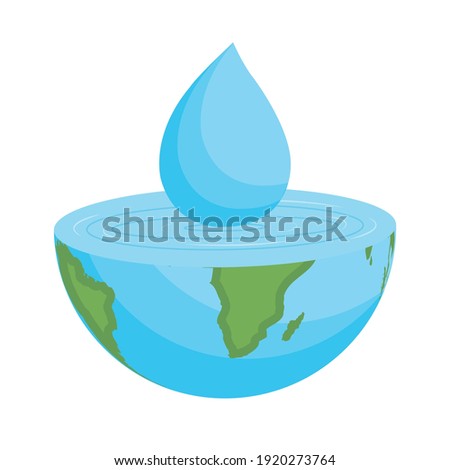 Drop of water part of planet earth, vector art illustration.
