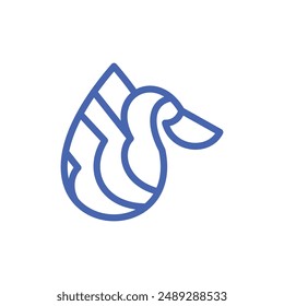 Drop Water with Pelican line simple logo design template