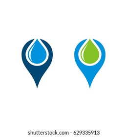 Drop Water Pin Logo Template Illustration Design. Vector EPS 10.