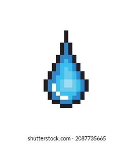 Drop of water, Pixel-art, vector illustration