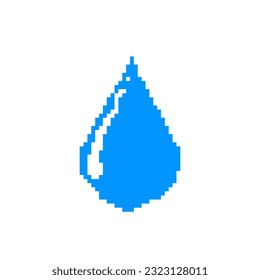 Drop of water, Pixel-art, vector illustration.