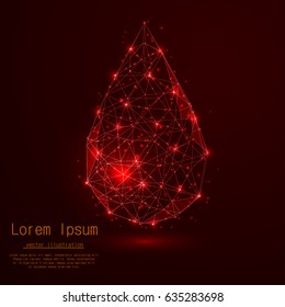A drop of water from polygon lines on an abstract background. Polygonal space low poly with connecting points and lines. Connection structure. Vector Backgrounds