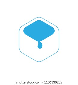 drop water in the pool simple hexagon design logo 