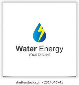 Drop water and power energy lightning bolt logo premium elegant template vector eps 10