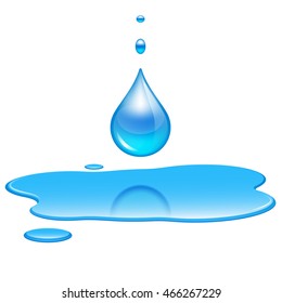Drop of water and puddle, symbol of life or purity