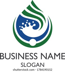DROP WATER AND PURE WATER LOGO